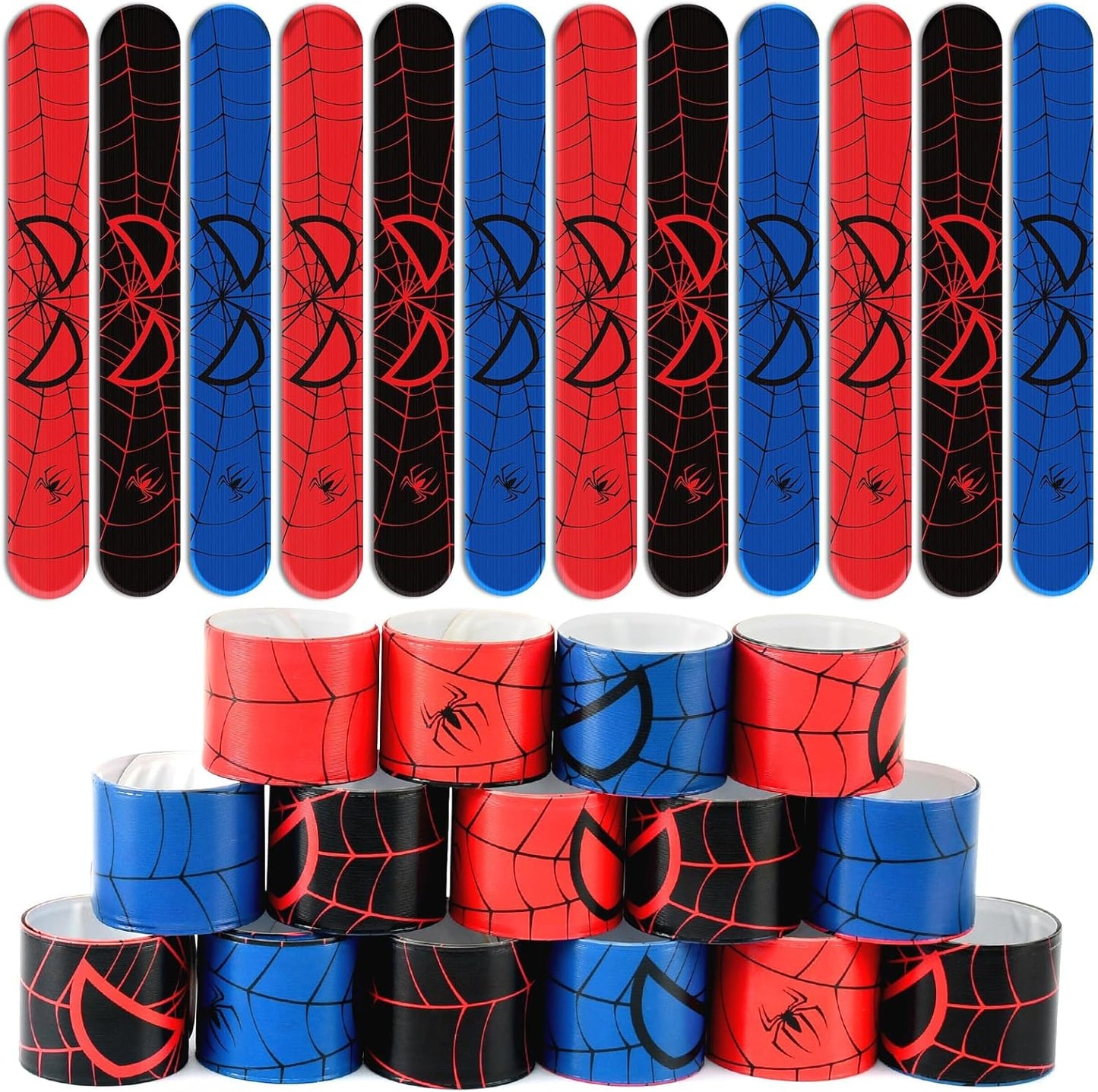 Cartoon Animation Slap Wristbands - 24 Pack Party Favors | Fun Goodie Bag Fillers for Birthday & Theme Parties