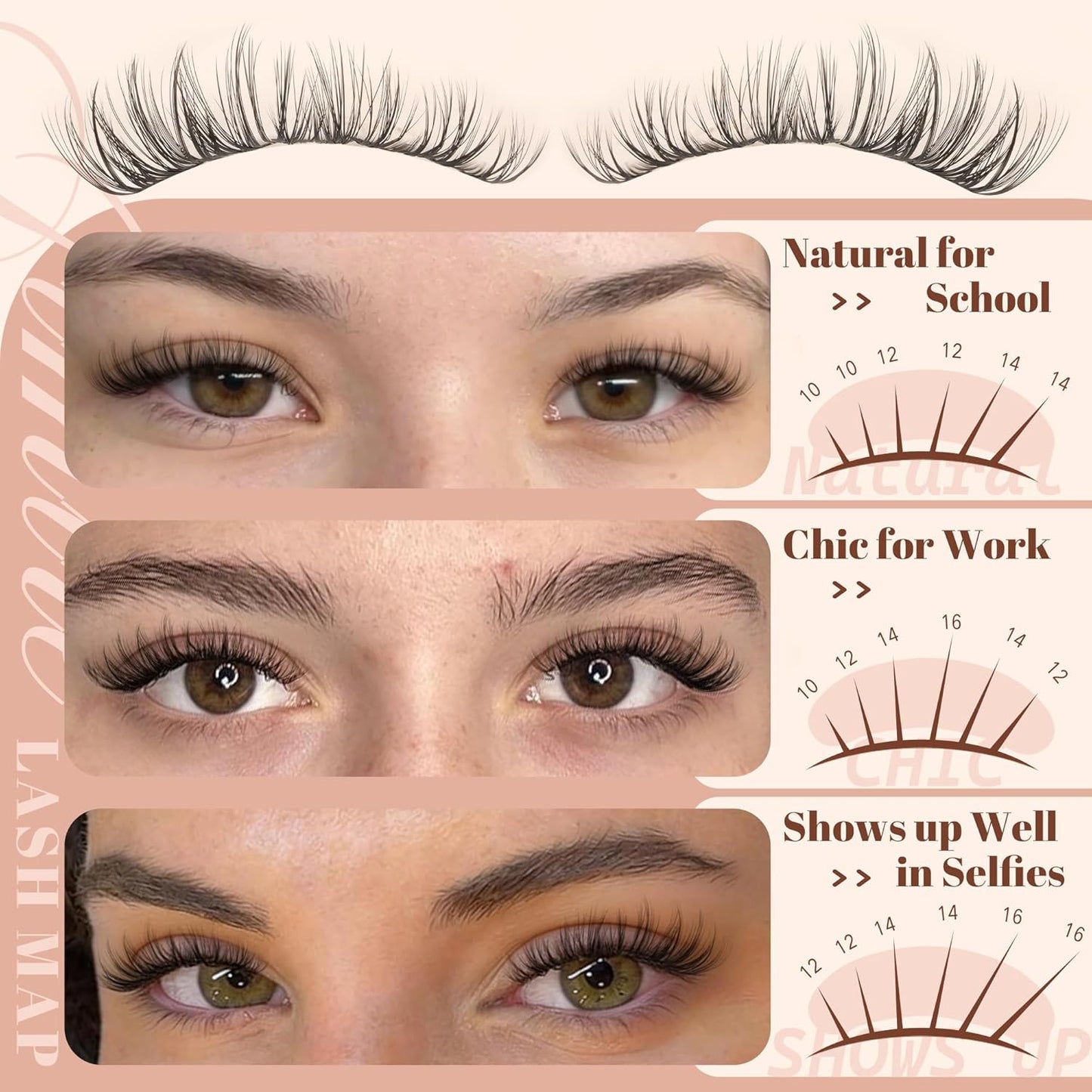 Spider Lash Clusters - Wispy Fluffy Eyelash Extensions for Natural Look | 10-16MM DD Curl