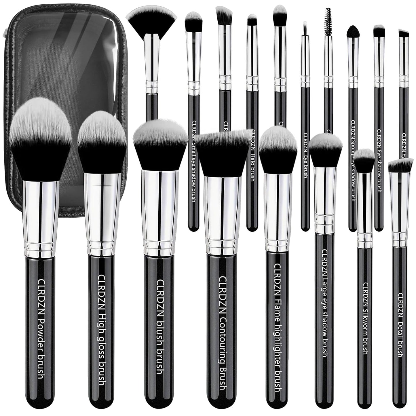 Makeup Brush Set - 15 Professional Synthetic Brushes for Foundation, Concealers & Eyeshadow | Includes Travel Storage Bag