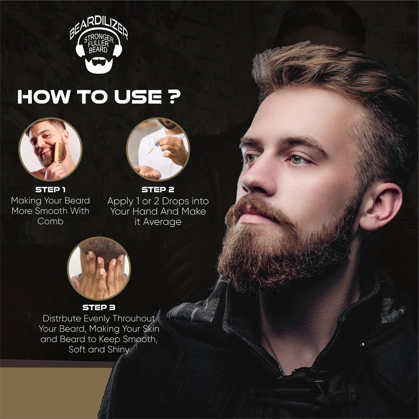 Beardilizer Dirty South Bacon Beard Oil for Men - 100% Natural Growth Oil & Conditioner with Argan, Jojoba & Vitamin E – Softening, Moisturizing for Soft, Healthy Beard – 4 Oz