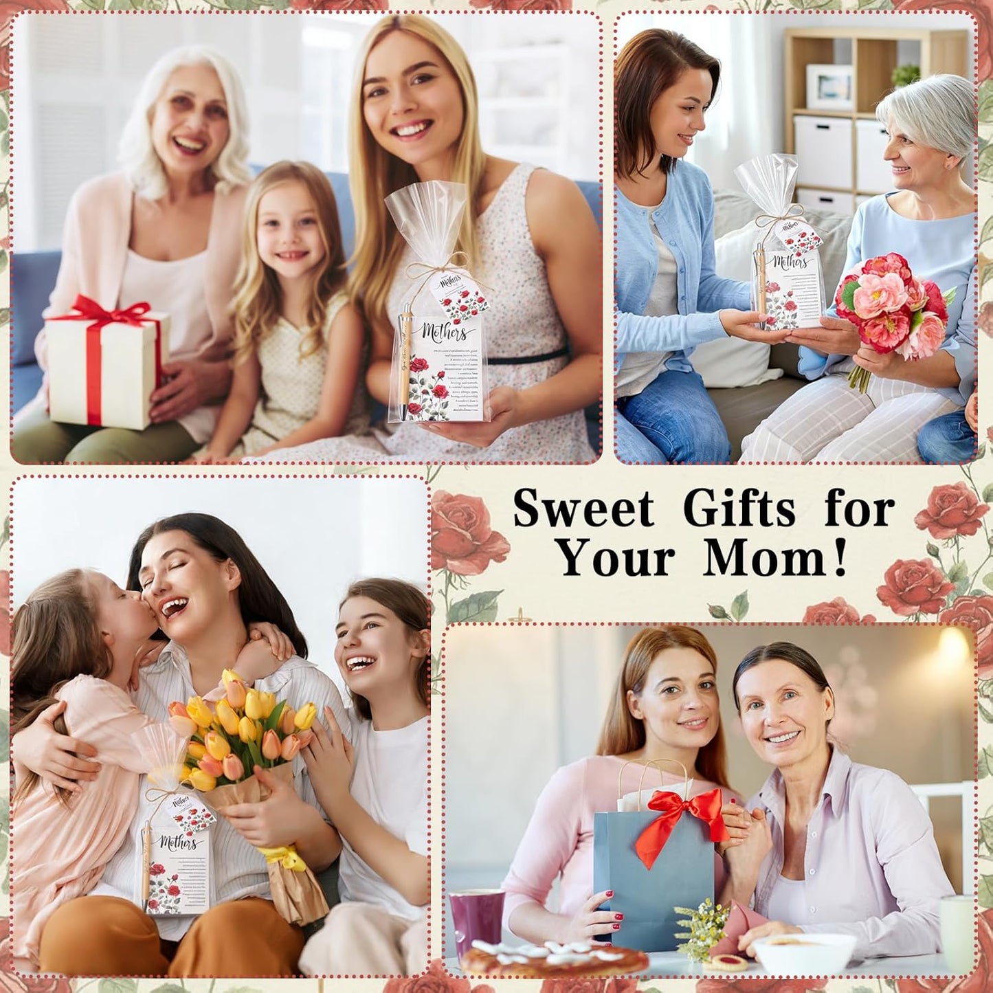 Christian Bible Verse Gifts for Mothers - 30 Sets of Pens, Notebooks & Cards | Perfect for Church & Sunday School (Rose)