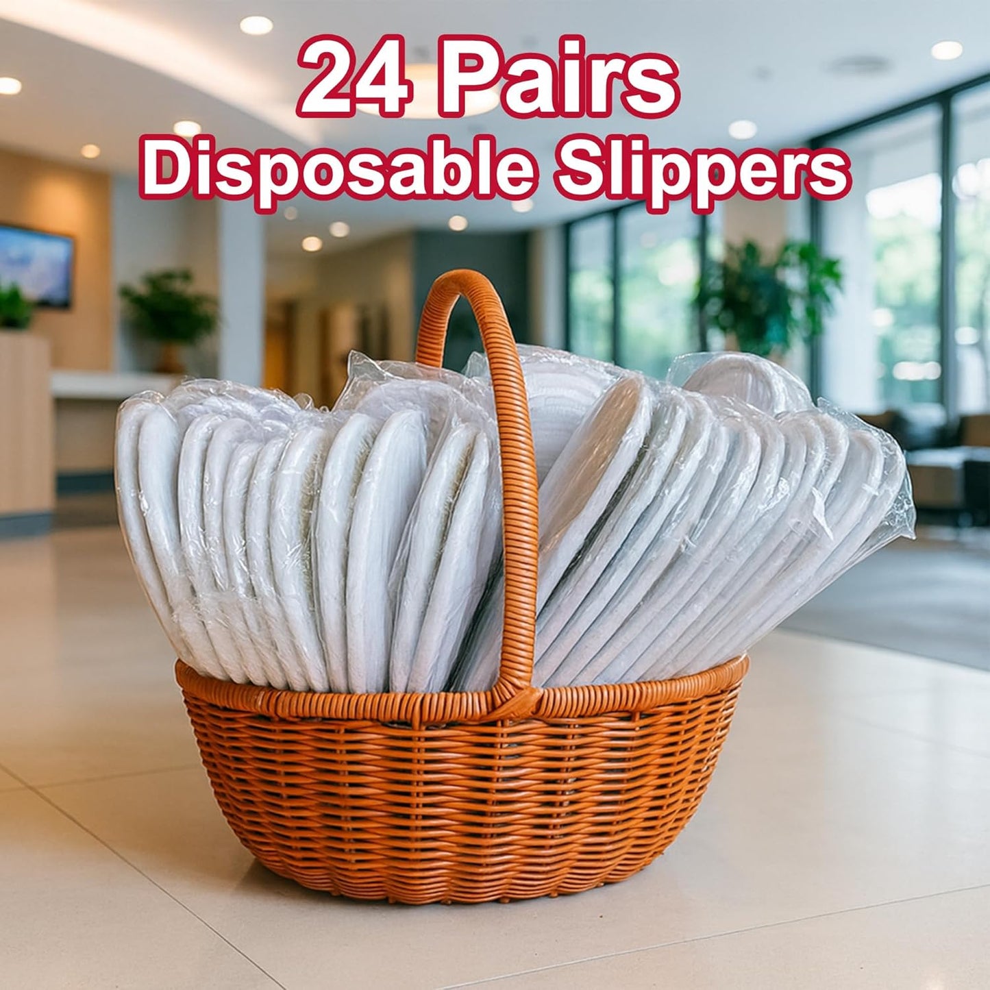 Disposable Spa Slippers - Soft Fleece, Individually Wrapped | 24 Pairs for Hotels, Travel & Home Use - White