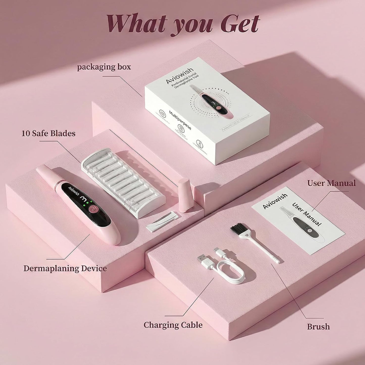 Upgraded Dermaplane Razor for Women - Professional Facial Hair Removal Tool with LED Light | 12 PCS Stainless Steel Blades, Non-Slip Handle, Travel Case