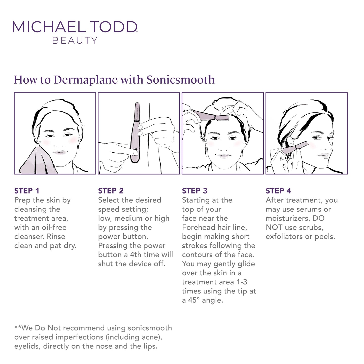 Michael Todd Beauty Sonicsmooth Dermaplane Razor for Women Face