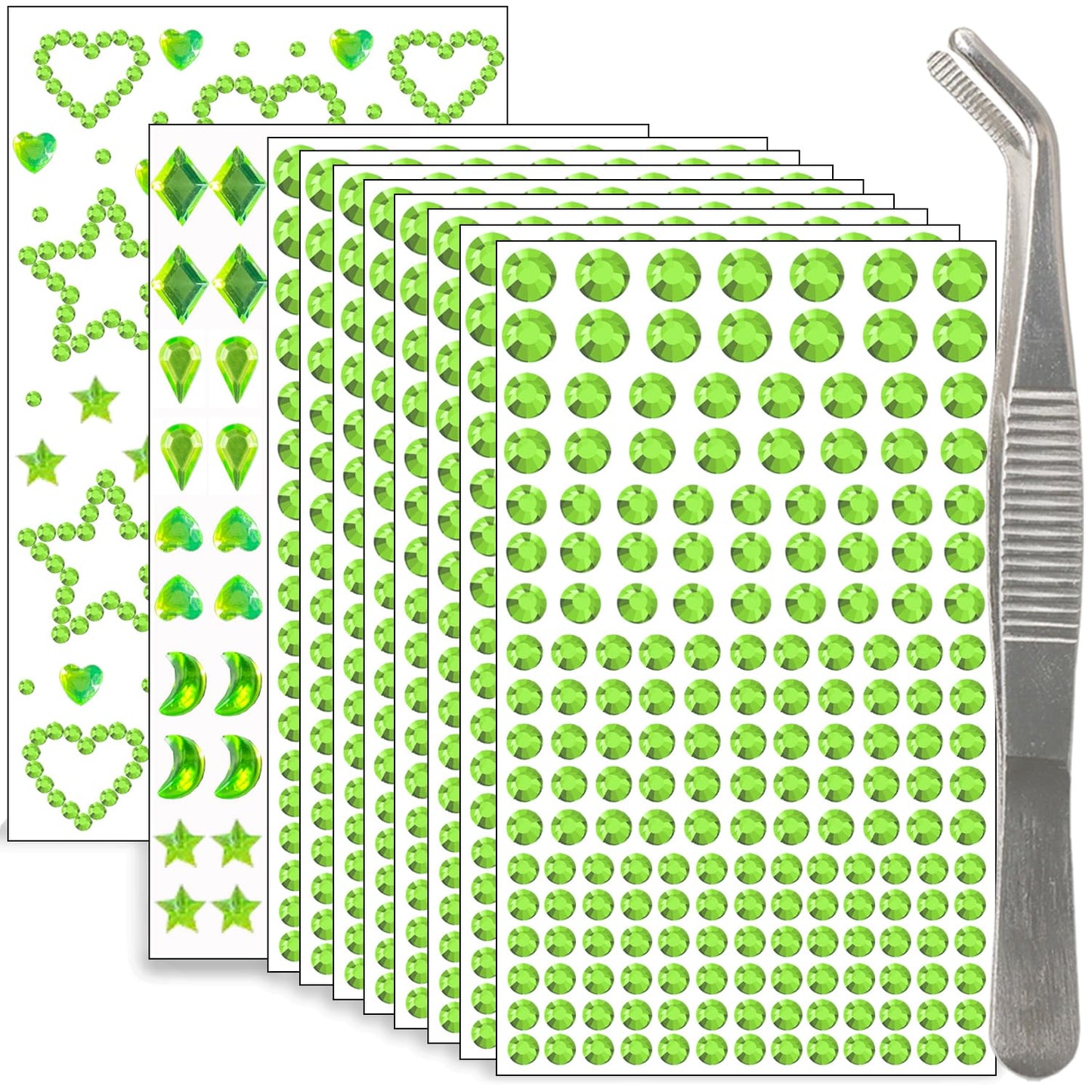 Hair Gems - 1760 Pcs Self-Adhesive Clear Rhinestones for Face, Body & Nail Art | Festival & Halloween Makeup