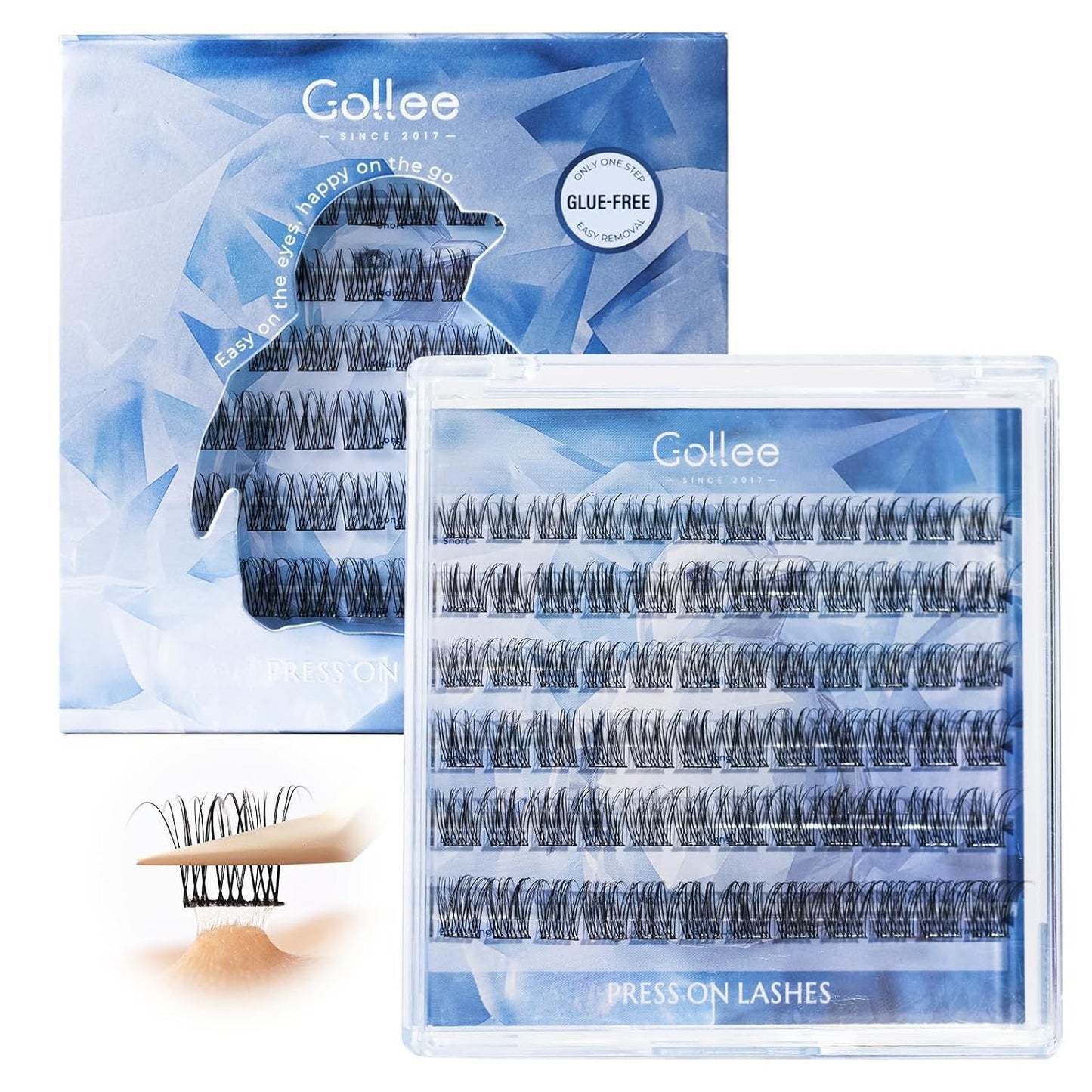 Self-Adhesive Eyelash Clusters - Natural Wispy Press-On Lashes | Reusable, No Glue Needed