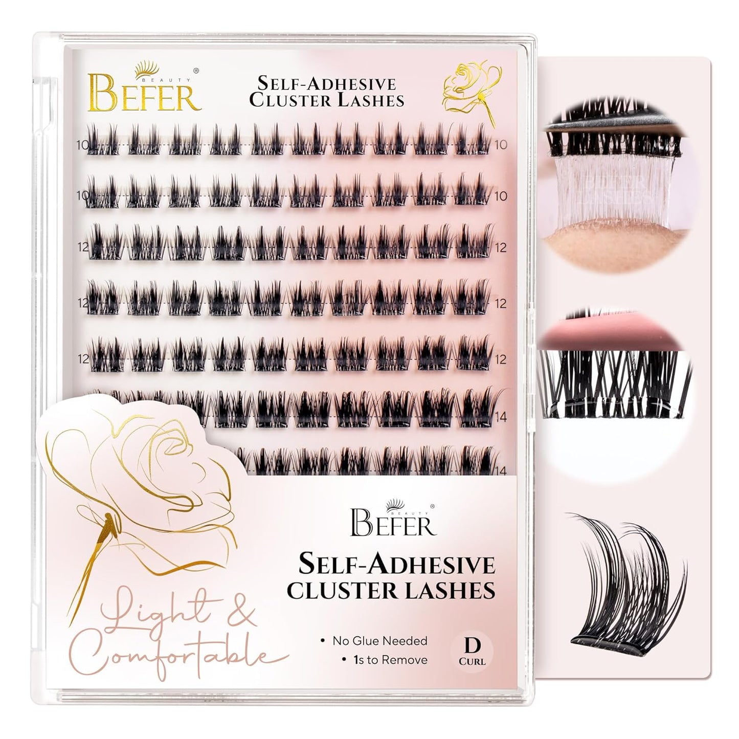 Self-Adhesive Eyelash Clusters - D Curl 10-16MM | Natural Look, Reusable & Easy DIY Application