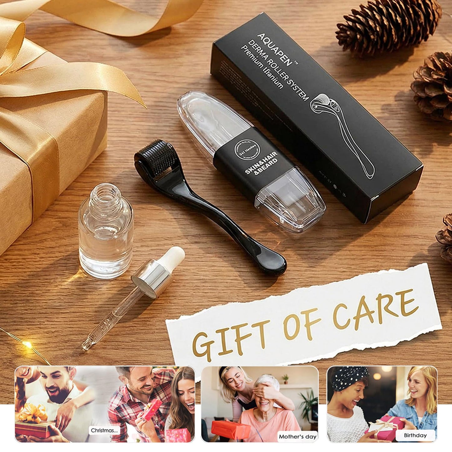 Derma Roller 540 Titanium Microneedles for Face, Scalp, Hair & Beard Care, Storage Case Included, Durable Design & Easy-Clean