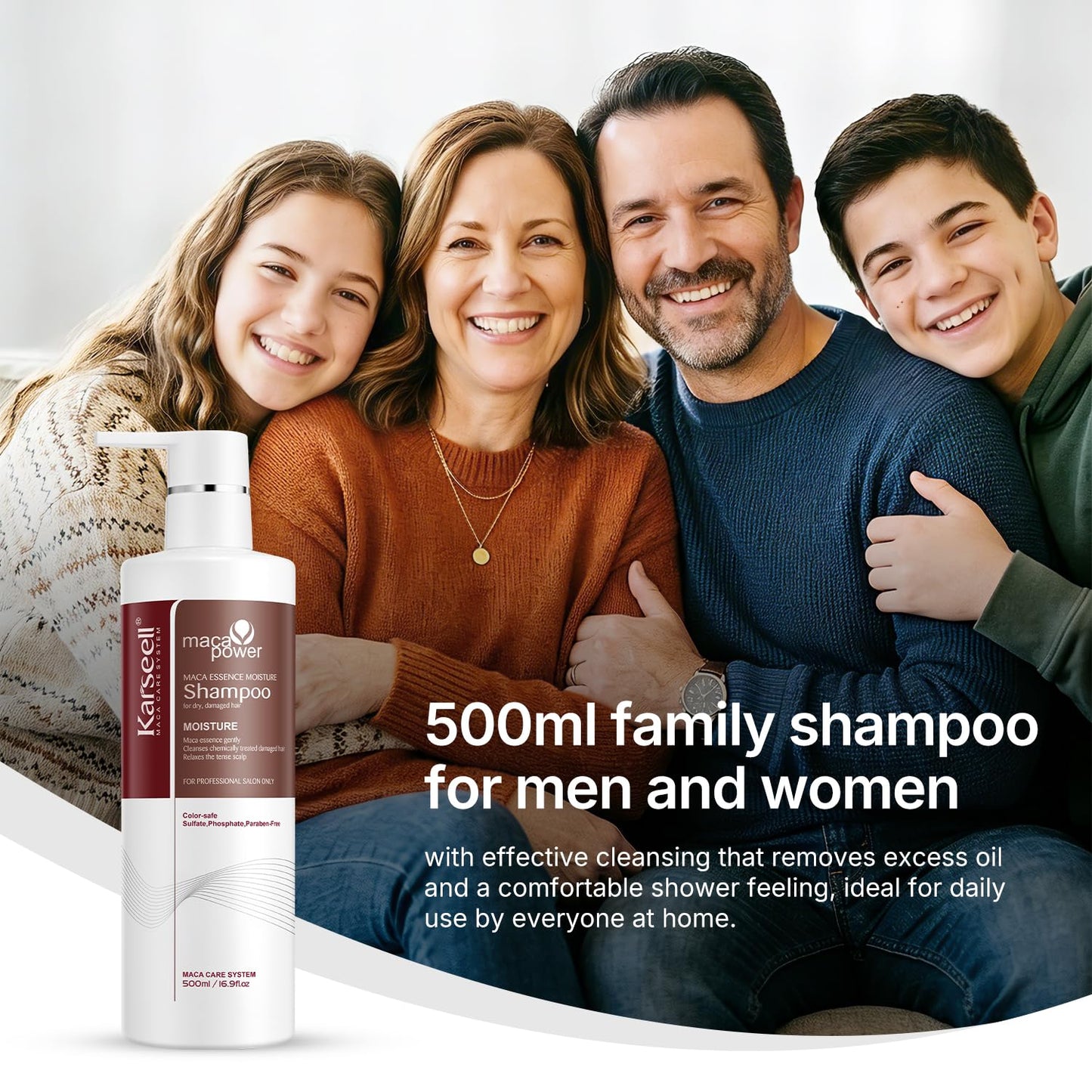 Karseell Argan Oil Shampoo - Moisturizing Deep Repair for Dry, Damaged Hair | 16.9 Oz (500ml)