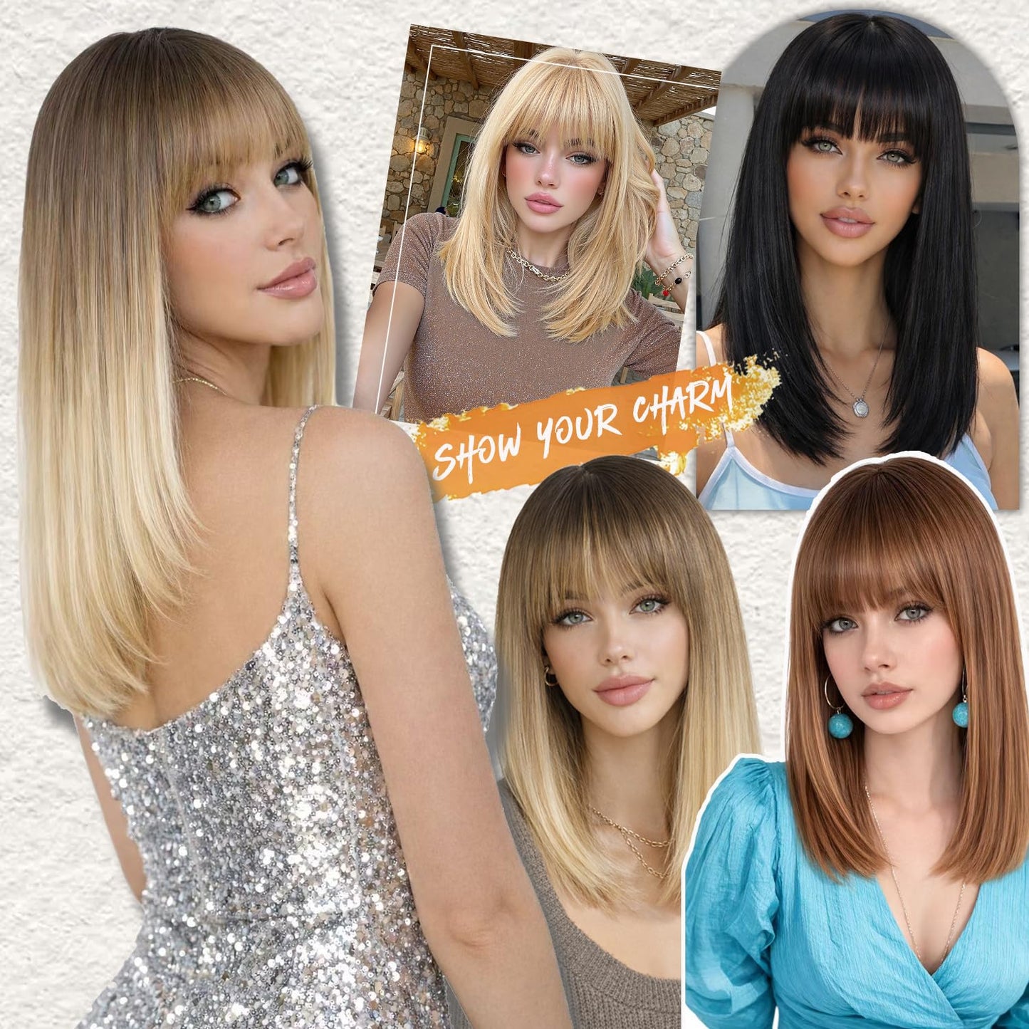 Sakuraaa Hair Toppers for Women with Thinning Hair 14inch Toppers With 6.5 ×6.5" Large Base Long Straight Layered Premium Synthetic Hair Pieces