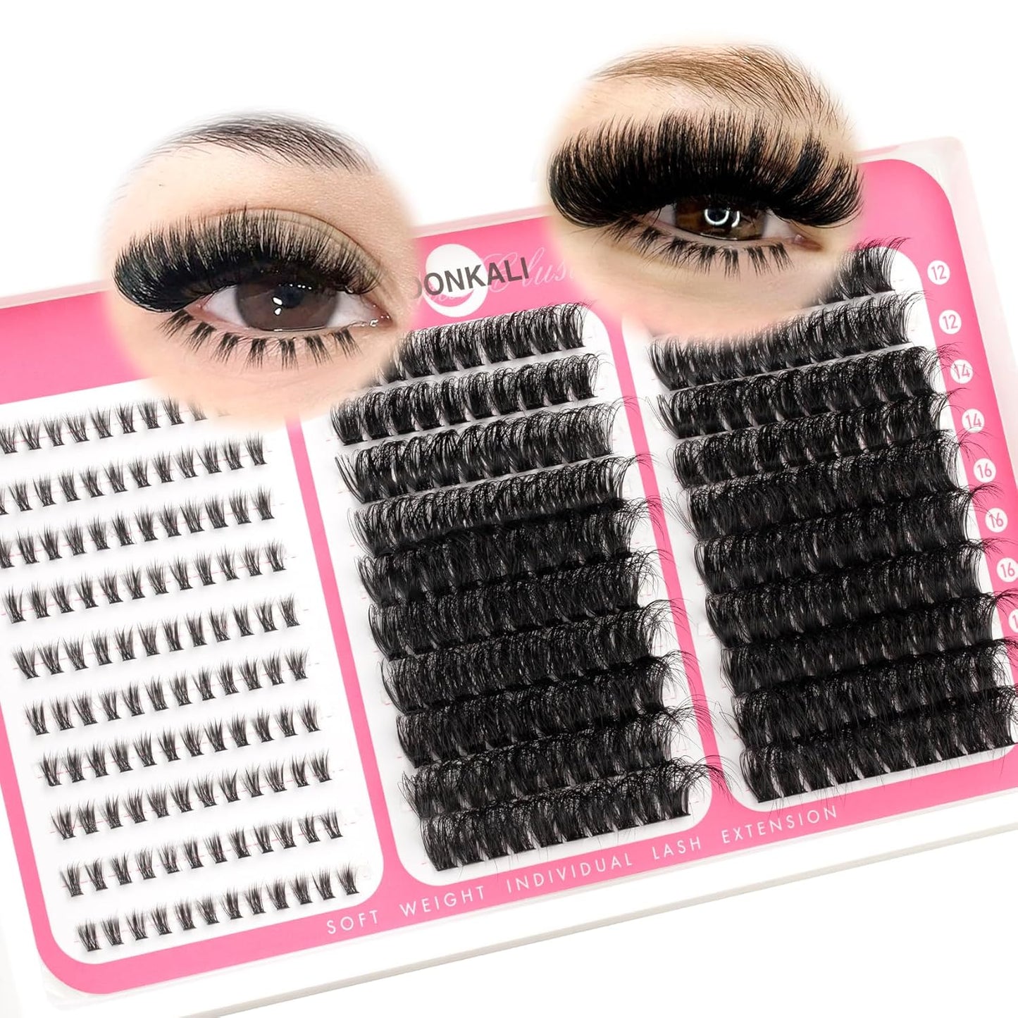Lash Clusters - 3D Full Eyelash Extensions | Mix of 60D, 80D, 100D, 12-18MM, Waterproof, DIY Fake Mink