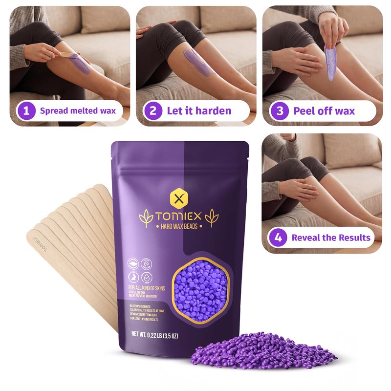 Tomiex Waxing Kit for Hair Removal โ Wax Warmer with Large Silicone Pot and Hard Wax Beads for Brazilian, Full Body, Face, Eyebrows, and Bikini Waxing โ Ideal for Women, Men (Black Pro)