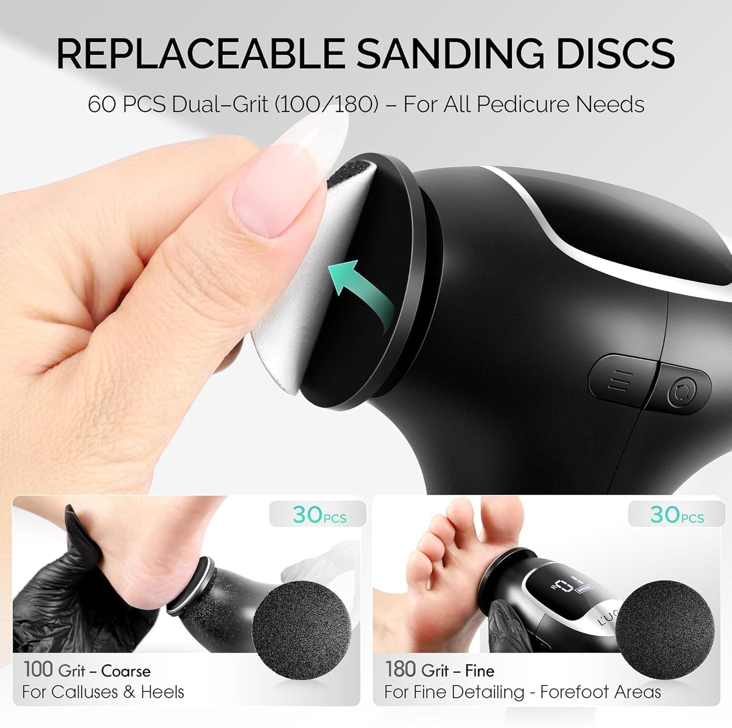 Electric Callus Remover for Feet | 3-Speed Professional Pedicure Tool, LCD Display, Rechargeable, Ergonomic Handle