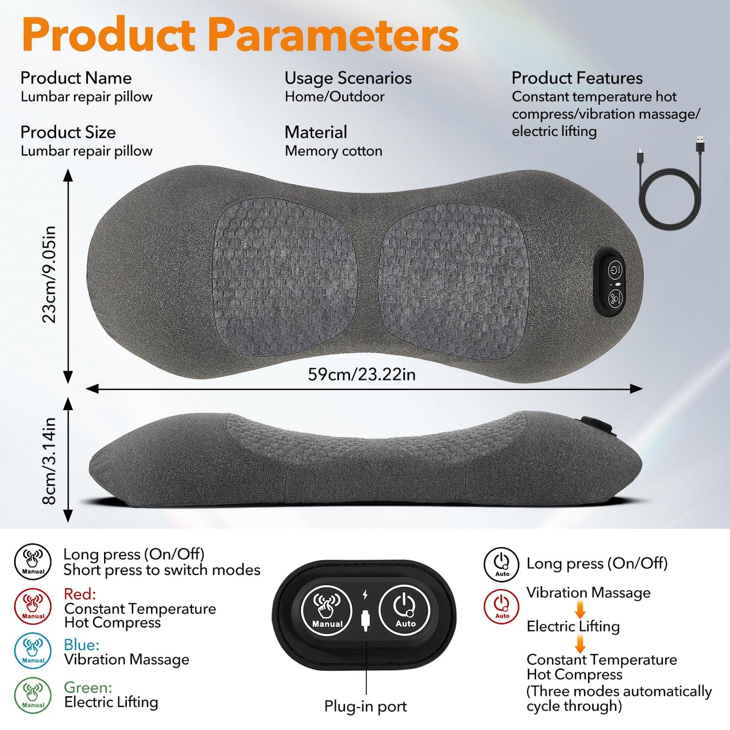 KITCADA Smooth Spine Triple Fusion Back Massager with Heat - Sciatica Pain Relief & Spine Decompression Device, Deep Tissue Massager for Lower Back Pain, Office Chair and Home Use