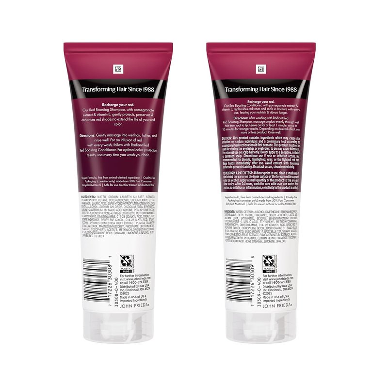 John Frieda Radiant Red Shampoo & Conditioner Bundle - Boost Color & Shine, 8.3 Fl Oz | Pack of 2