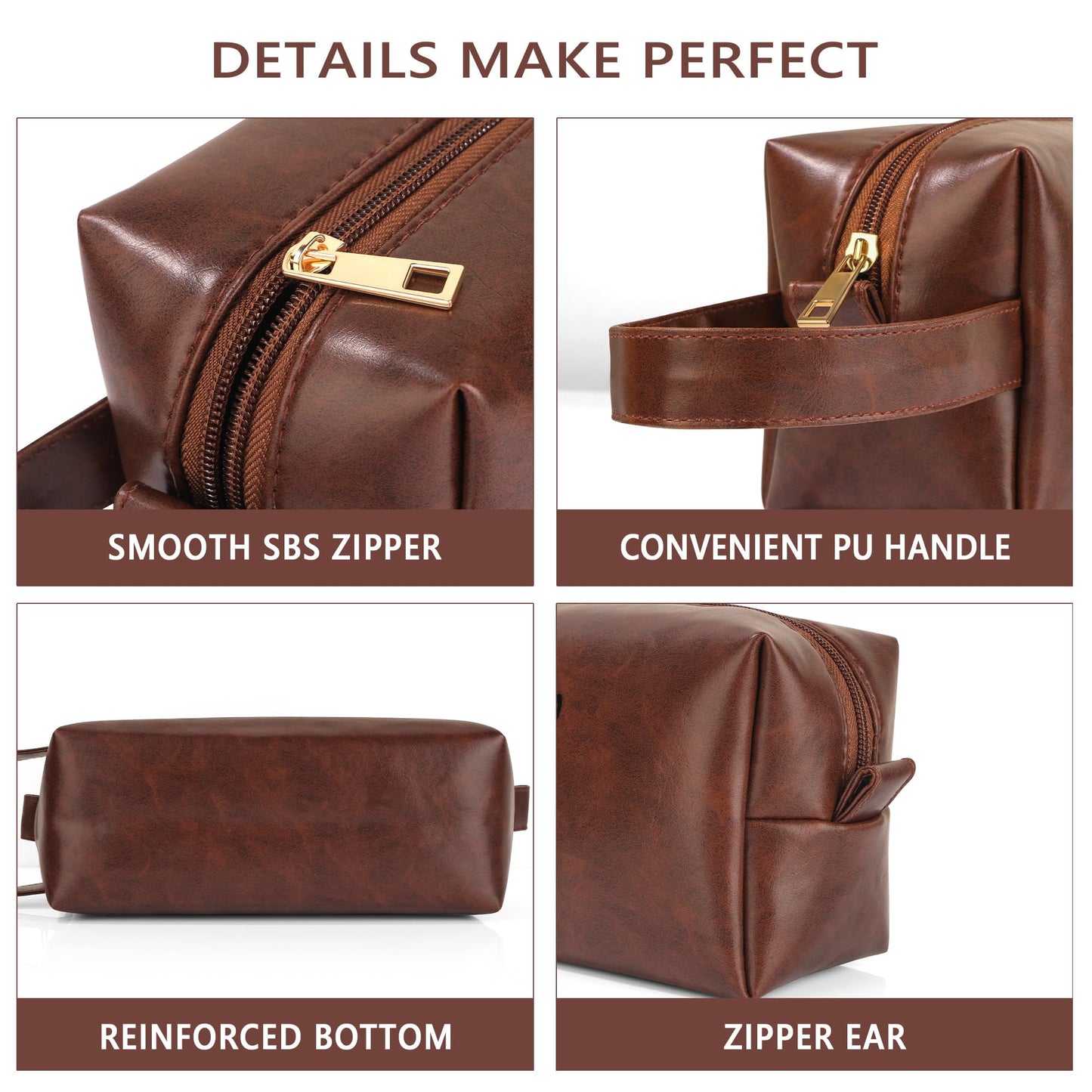 Mens Toiletry Travel Bag Initial J, Personalized Leather Toiletry Bag for Men, Anniversary Christmas Valentines Fathers Day Birthday Gifts for Husband Dad Grandpa Brother