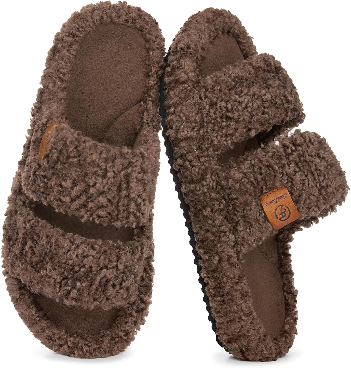 Fuzzy Open-Toe Slippers for Women - Soft Comfy Memory Foam Indoor House Shoes | Cozy Comfort