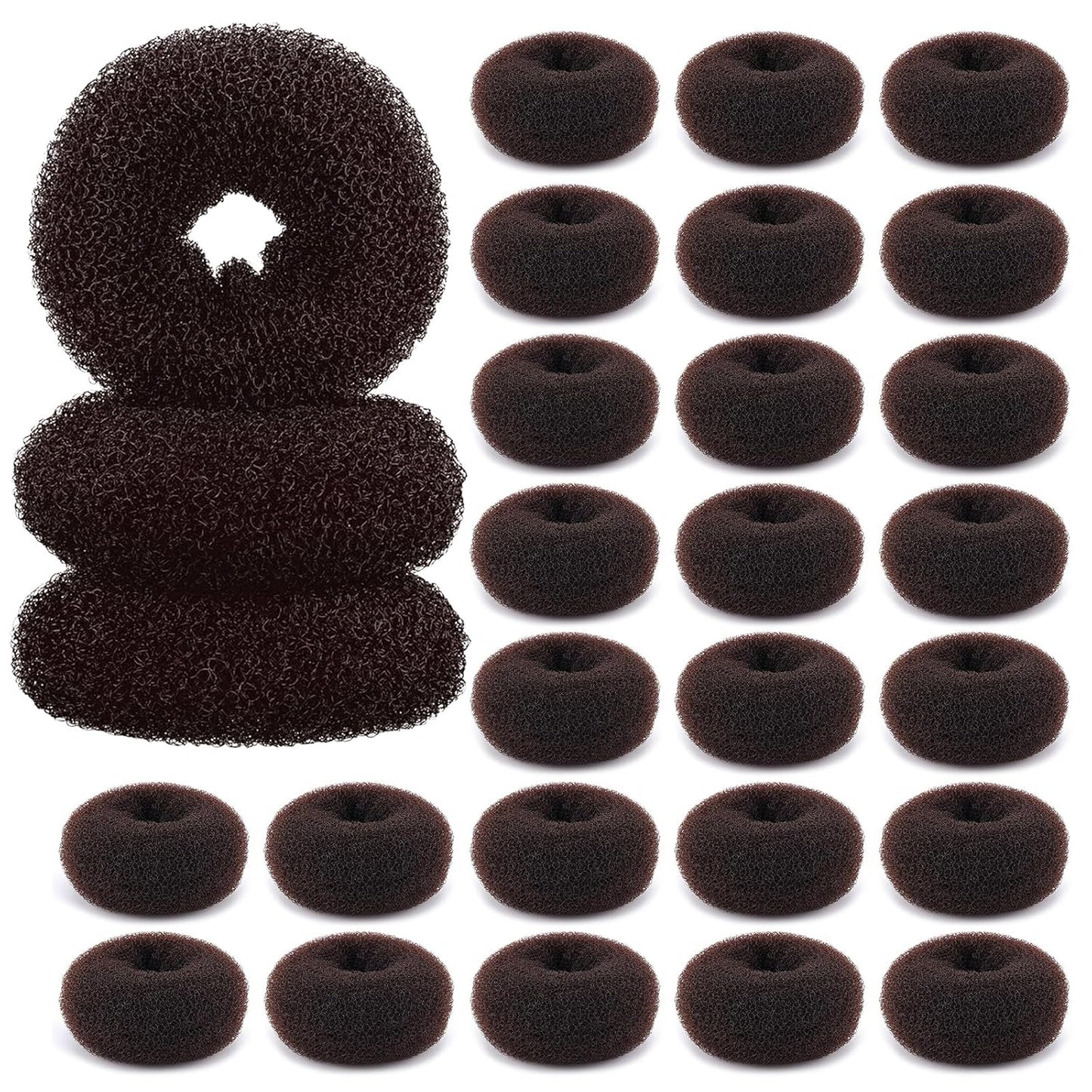 Hair Bun Maker - 12 Pcs Medium Sock Bun Doughnuts for Ballet Style Buns | Long Hair Accessories (Size M / 2.75 Inch, Brown)