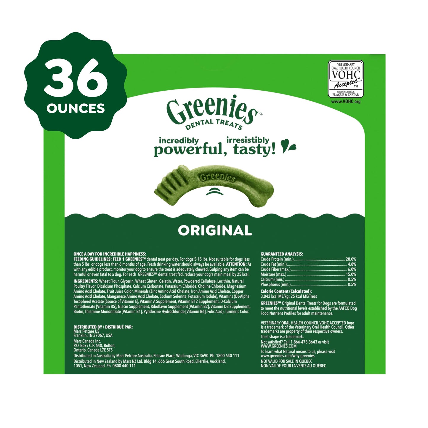 Greenies Veterinarian-Recommended Adult Natural Dental Dog Treats Teenie Size, Dog Dental Chews, Original Flavor, 36 oz. Pack, 130 Count