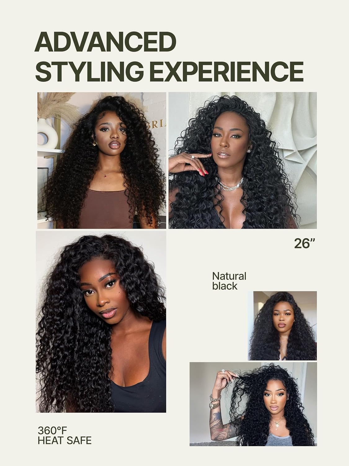 Curly Half Wig - 26 Inch Veralux™ Fiber Blend Headband Wig | 200% Density Natural Black Shaggy Wave