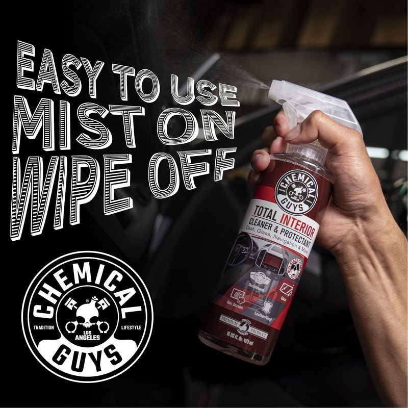 Chemical Guys Total Interior Cleaner & Protectant - Black Cherry, Car Cleaning Spray, Cleans and Protects Leather, Vinyl, Plastic, Rubber, and Glass, Safe for Trucks, SUVs, Jeeps, RVs & More - 16 oz