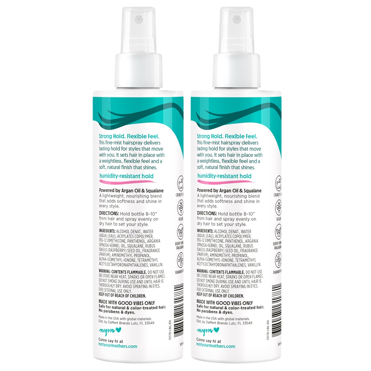 Not Your Mother's All Eyes On Me All-Day Hold Hairspray - (2-Pack) 8 fl oz - Strong Hold, Soft Styles - Humidity Shield with Shine - Non-Aerosol Hairspray