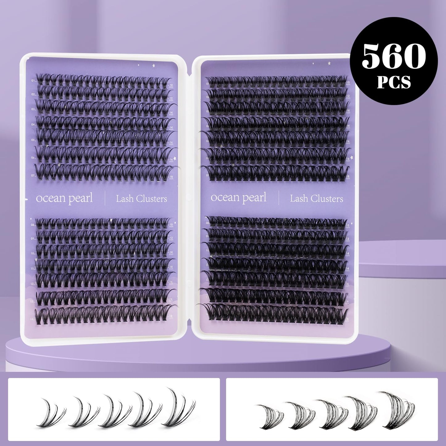 Lash Clusters 560 Pcs 30D 40D 60D 80D Eyelash Clusters 10-18mm Individual Lashes Thick Volume DIY Eyelash Extension Thin Band Eyelashes Cluster Extensions Soft False Eyelashes at Home-30+40+60+80D