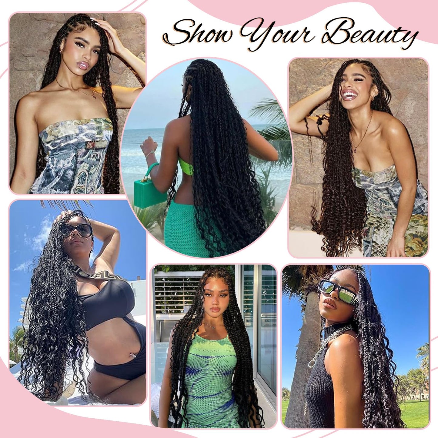 Human Braiding Hair for Boho Water Wave Bulk 100g 24 Inch Curly Knotless 10A Natural Color Extensions for Micro Braiding 2 Bundles