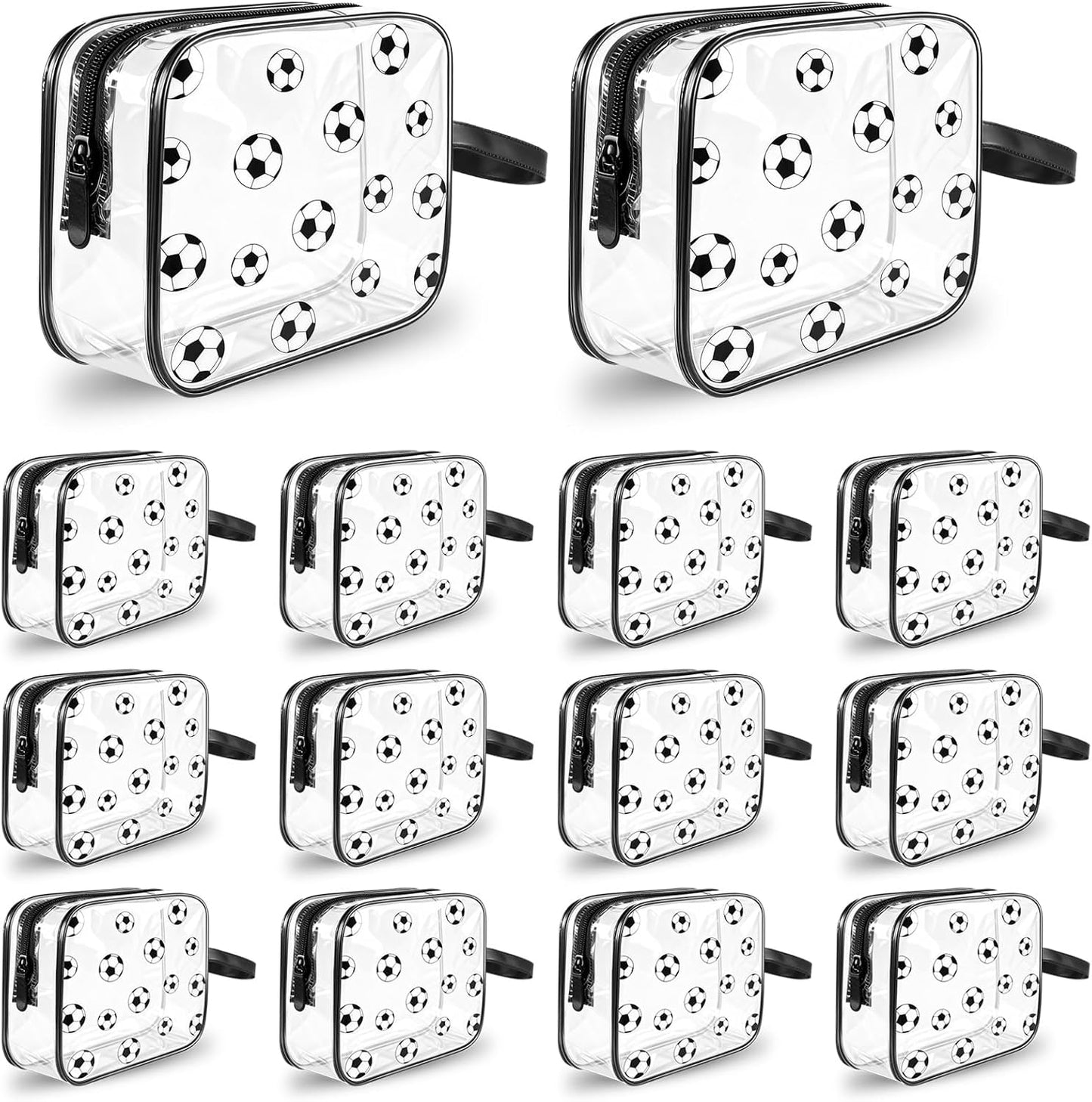 Softball Cosmetic Bag Set - 14PCS Waterproof Clear PVC Makeup Organizer | Zipper Toiletry Pouch for Girls & Team Players