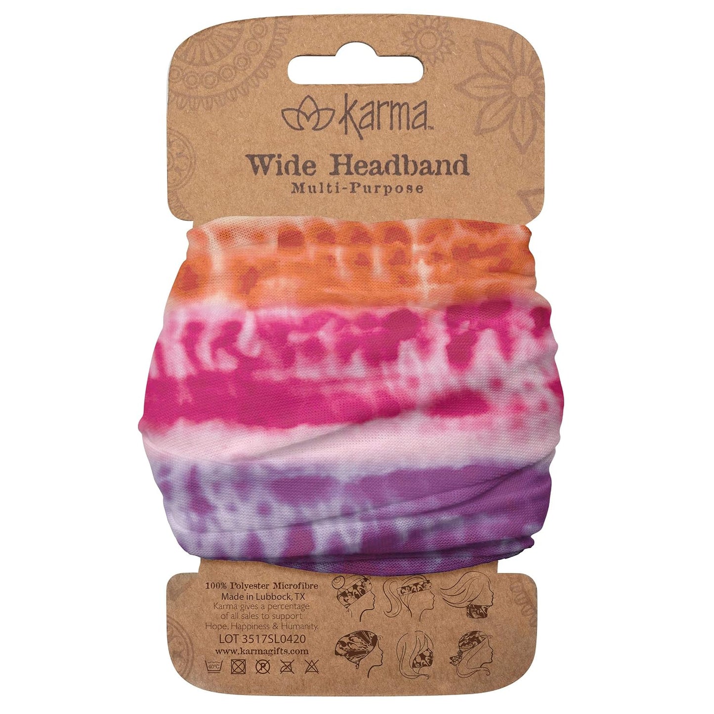 Floral Headband for Women - Teal/Apricot Split Design | Wide Fabric & Stretchy Hair Scarf