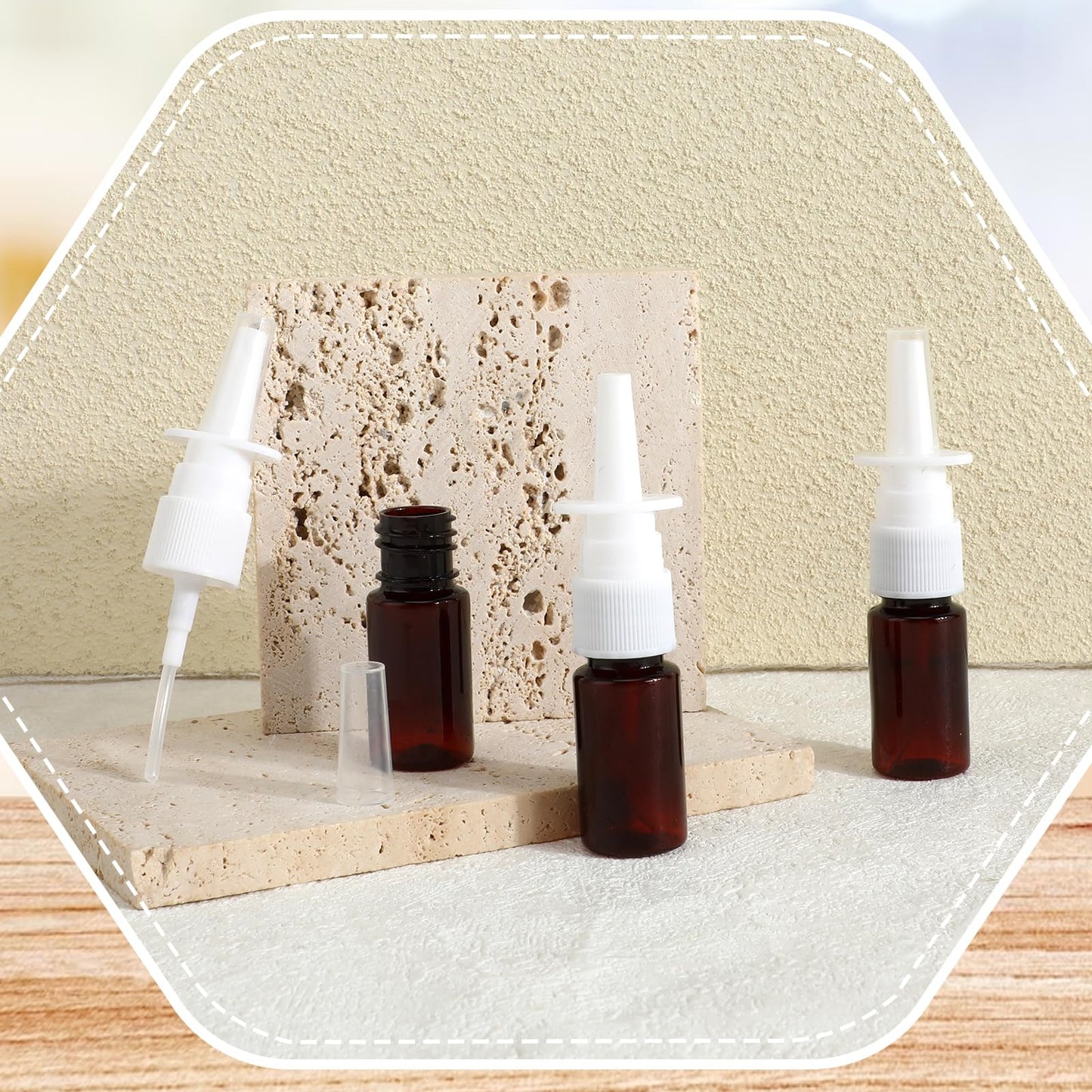 Josojoou 10ML Nasal Spray Bottle 10 Pcs Fine Mist Sprayers Bottles Refillable Atomiser Empty Nose Spray Bottle for Perfume Essential Oils Wound Disinfectant(Brown)