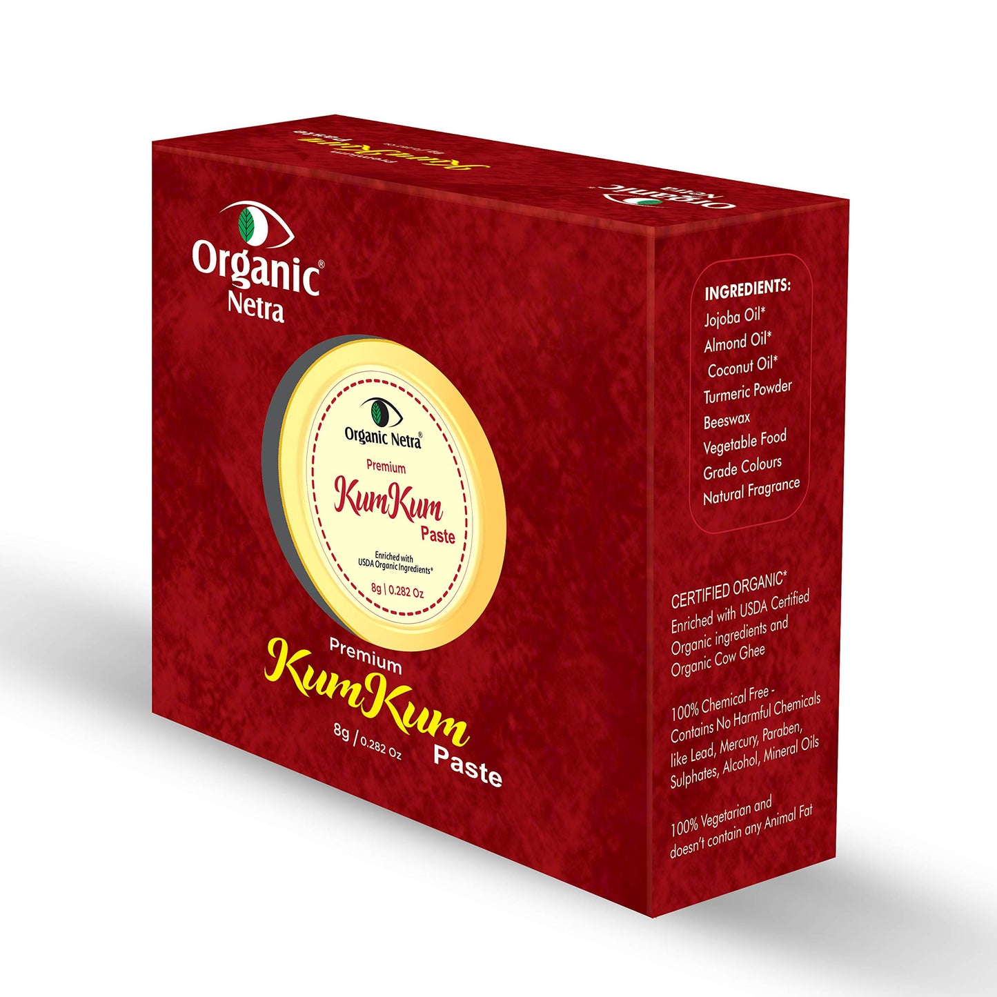 Organic Netra Sindoor/Kumkum Paste Waterproof Long lasting, Smudge Proof Sindoor Pure and Natural Deep Red Colour, Natural and Organic Ingredients, 8gm Each (Maroon & Red)