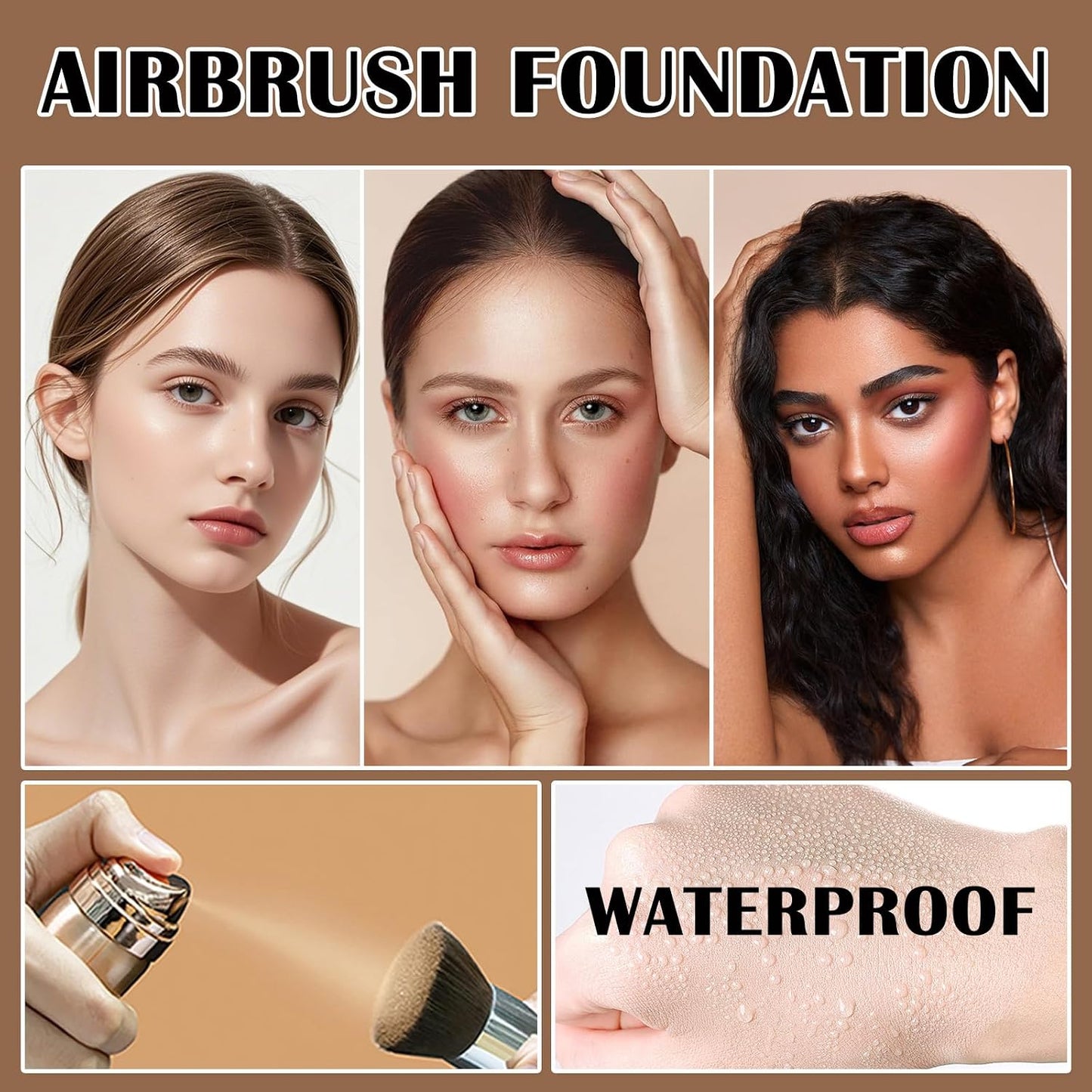 Airbrush Foundation Makeup - Silk Flawless Sunscreen Setting Spray for Radiant Skin | Moisturizing Anti-Aging Formula (Beige)