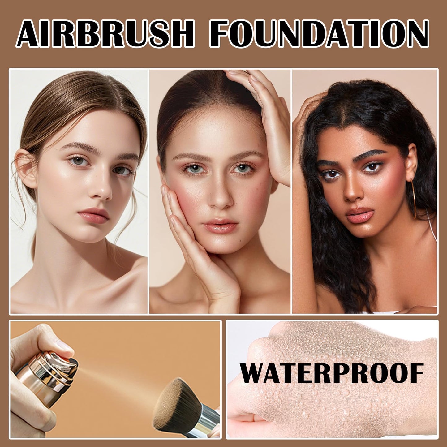 Airbrush Foundation Makeup, Silk Airbrush Flawless Sunscreen Setting Spray for Older Women, Foundation for Smooth Radiant Skin, Moisturizing Breathable Spray Makeup with Anti-aging (02#Beige)