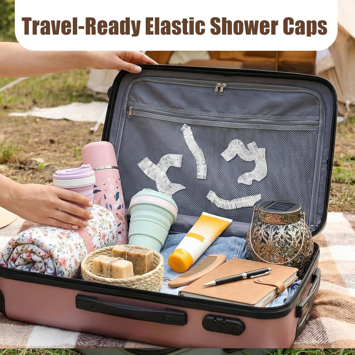 Extra Large Disposable Shower Caps - 100 Pack | Waterproof Hair Caps for Long Hair, Braids & Locs