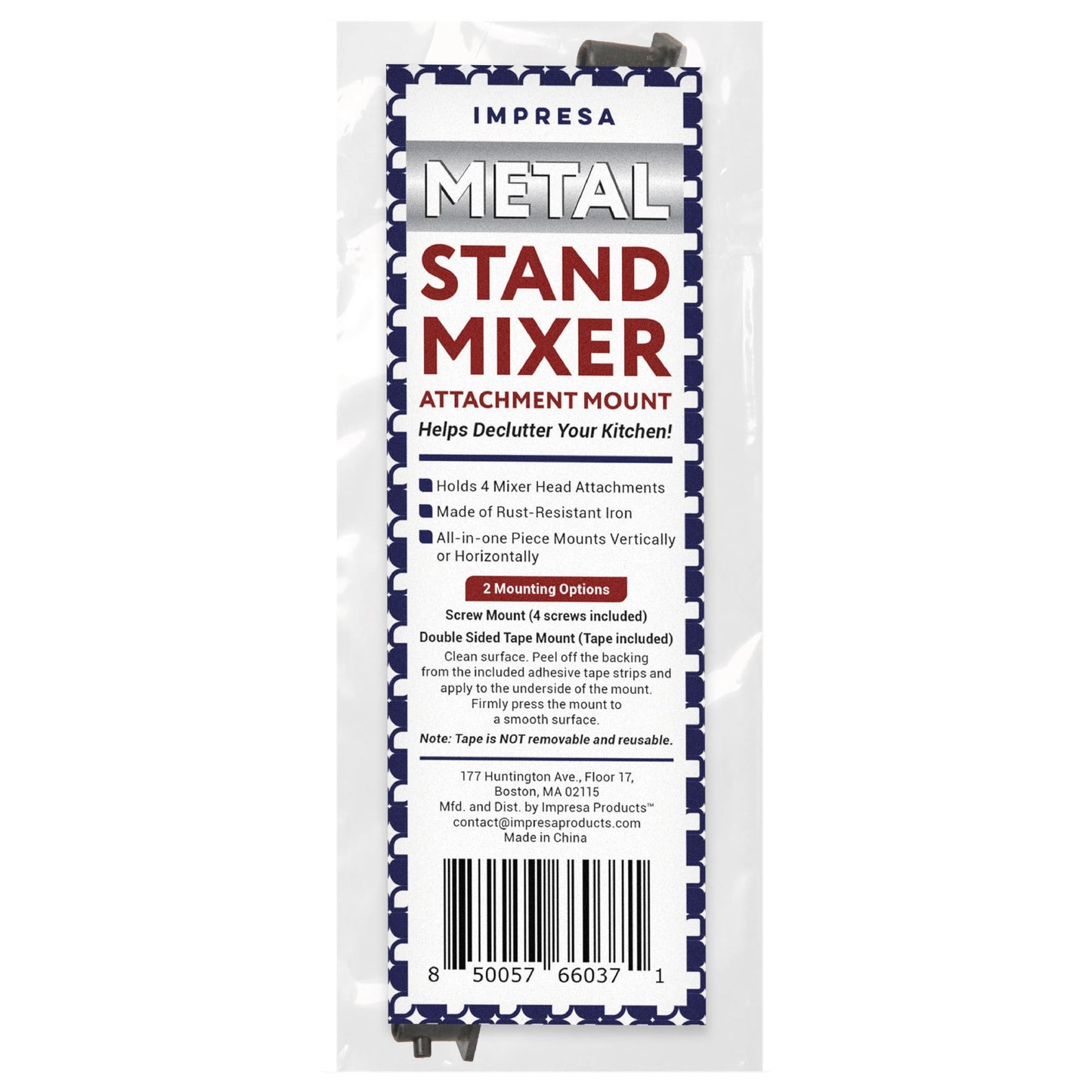 IMPRESA Metal Stand Mixer Attachment Organizer - 13" L x 0.75" W x 1" D, Black Iron - Mixing Blade Holder for Beaters, Dough Hooks & Whips - Compatible with KitchenAid Mixer Attachments