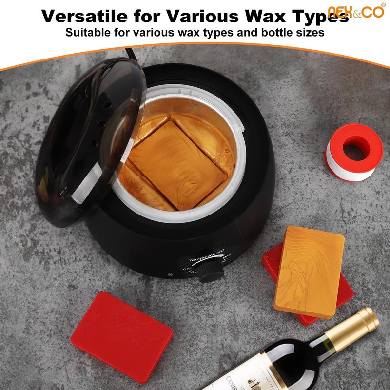 NEX&CO Professional Wax Seal Warmer for Bottle Sealing Wax Blocks, Large Capacity Digital Electric Melting Pot, Fast Heating, Precise Temp Control, Rapidly Melts Scented,Candle, Cauldron