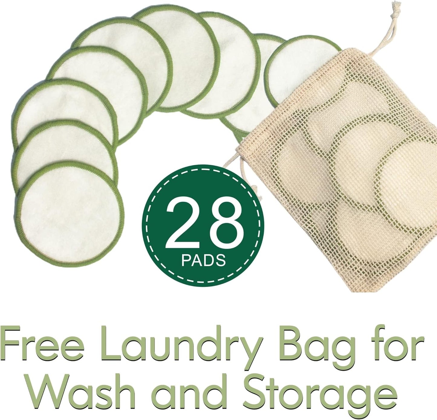 Reusable Cotton Rounds - 28 Pack with Washable Bag & Box | Eco-Friendly Makeup Remover Pads for Skincare