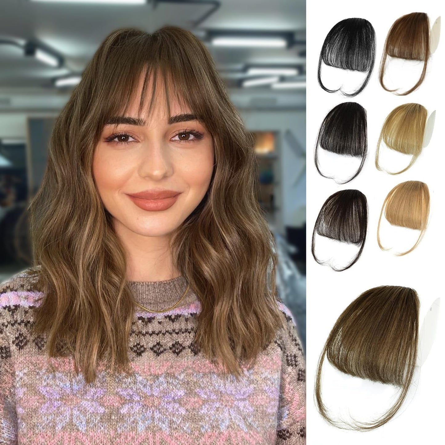 Bangs Hair Clip - 100% Real Human Hair Extensions | Natural Black Wispy Fringe for Women