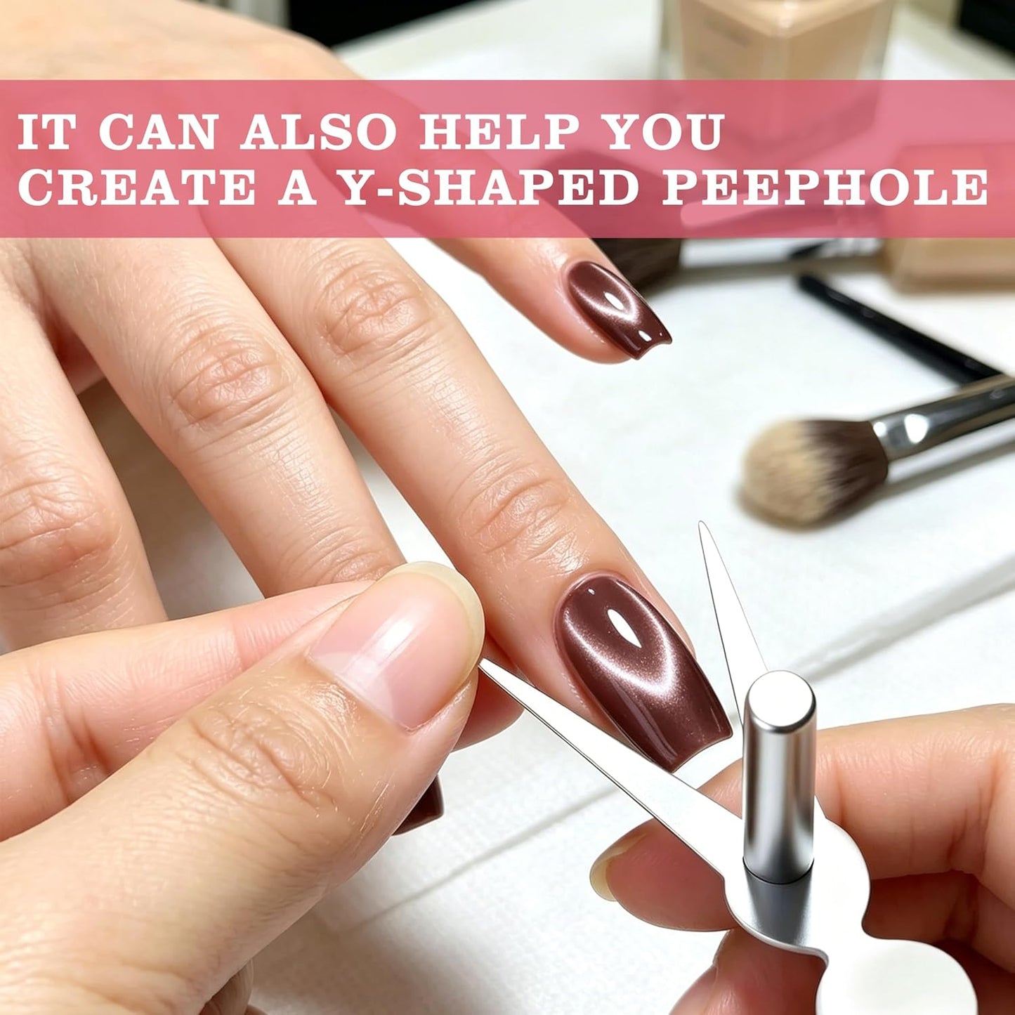 Cat Eye Nail Magnet Tool Set - Ring-Shaped & French Y Design | Portable for DIY Nail Art (2 Pieces)