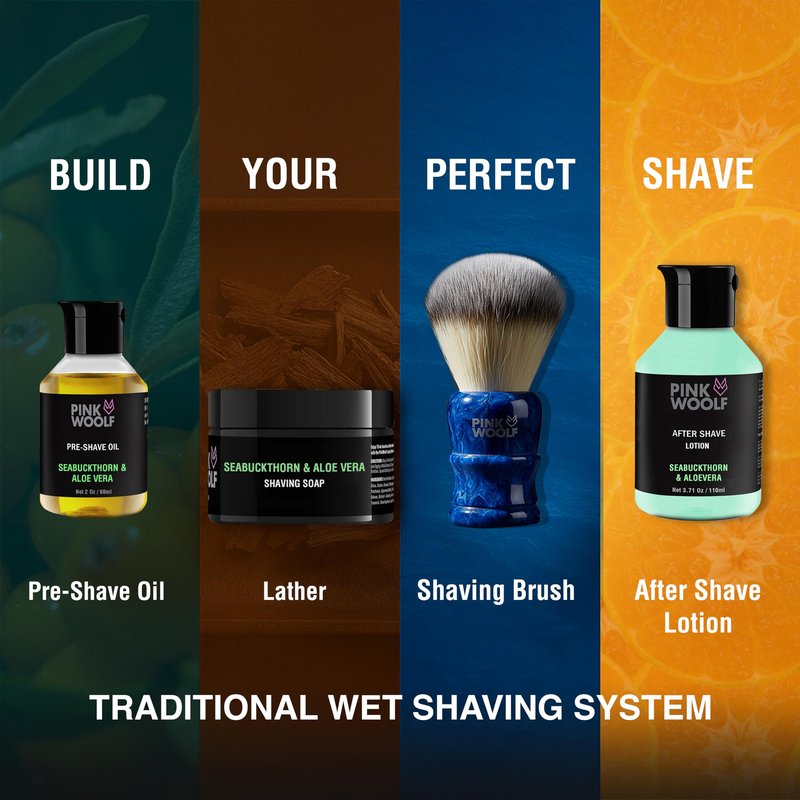Pink Woolf Pre Shave Oil for Men – Electric & Wet Shave Prep – Helps Reduce Tugging, Razor Burn & Irritation – Razor Glide Oil for Electric Razor & Head Shaving – OCEANIC BLUE, 2 Fl Oz