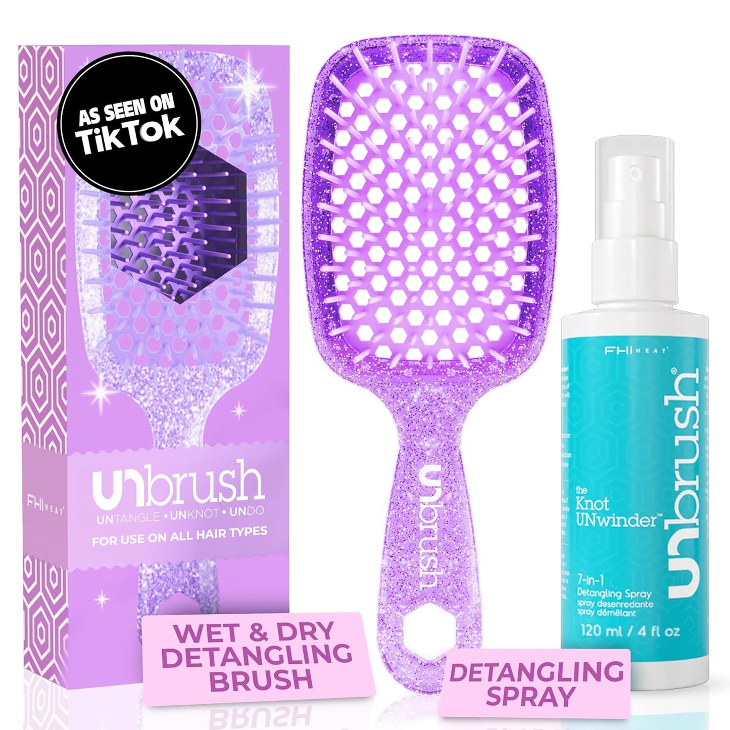 FHI Heat Unbrush & Unwinder Spray - Hair Detangler & Heat Protectant 8 oz