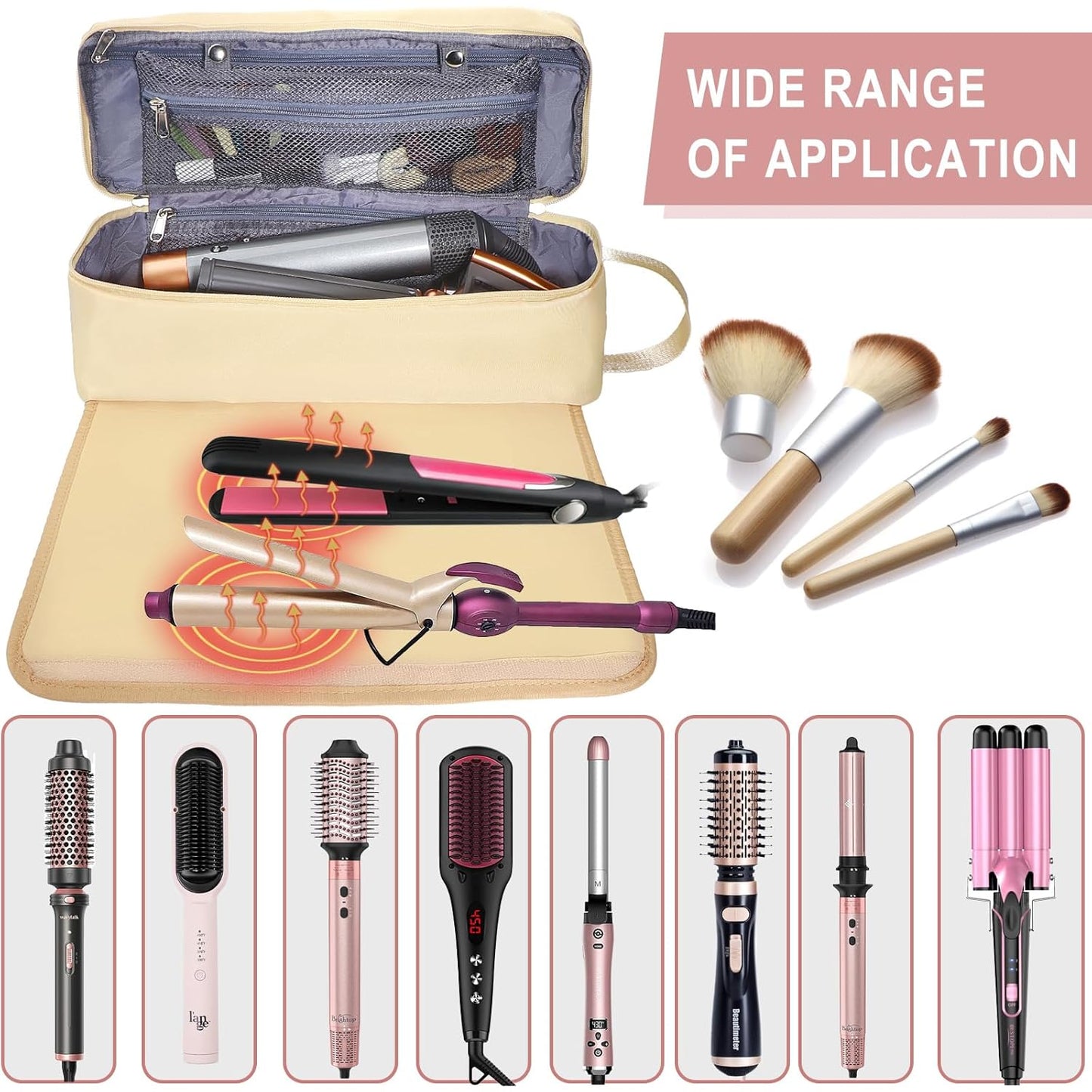 Portable Hair Tools Travel Bag - Heat Resistant Pad for Straighteners & Curling Irons | Essential Storage for Women