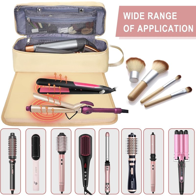 Portable Hair Tools Travel Bag - Heat Resistant Pad for Straighteners & Curling Irons | Essential Storage for Women