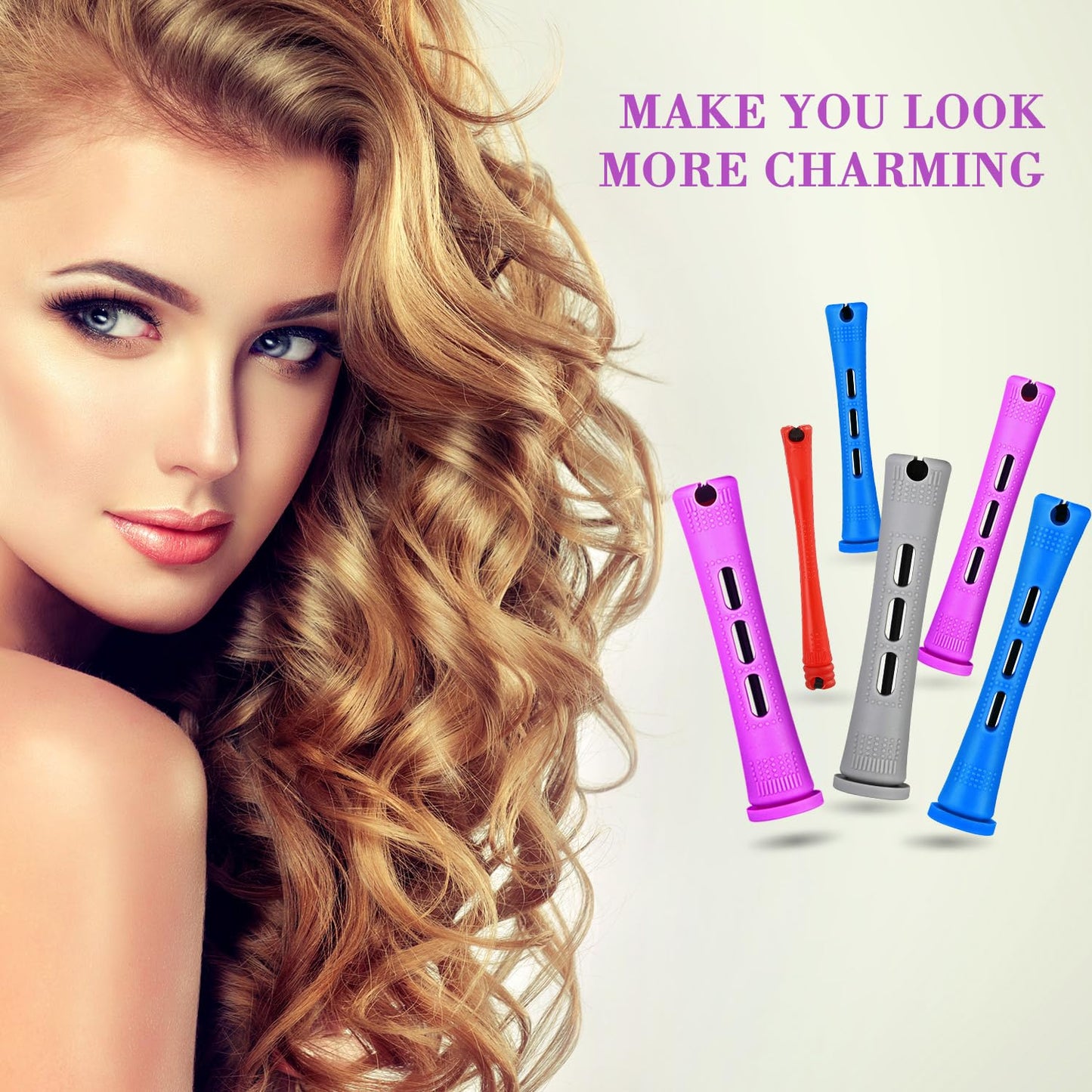 WILLBOND 72 Pieces Hair Perm Rods Set, Short Plastic Perming Rods Cold Wave Roller 4 Sizes Hair Curling Rollers with 1 Piece Steel Pintail Comb for Hairdressing Styling (Short)