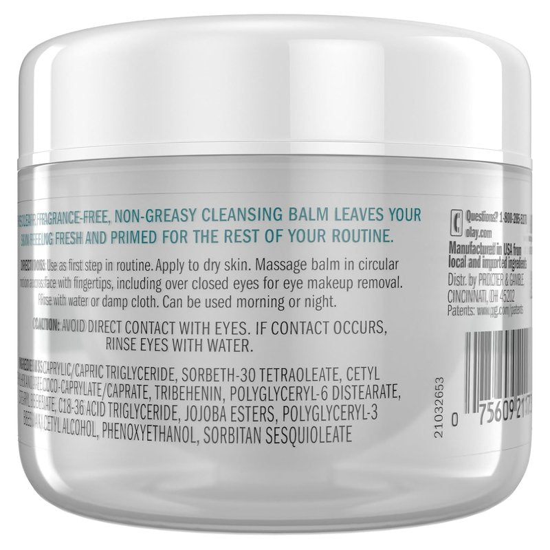 Olay Gentle Cleansing Balm - Fragrance-Free Makeup Remover | Hydrating Face Cleanser, 3.4 fl oz
