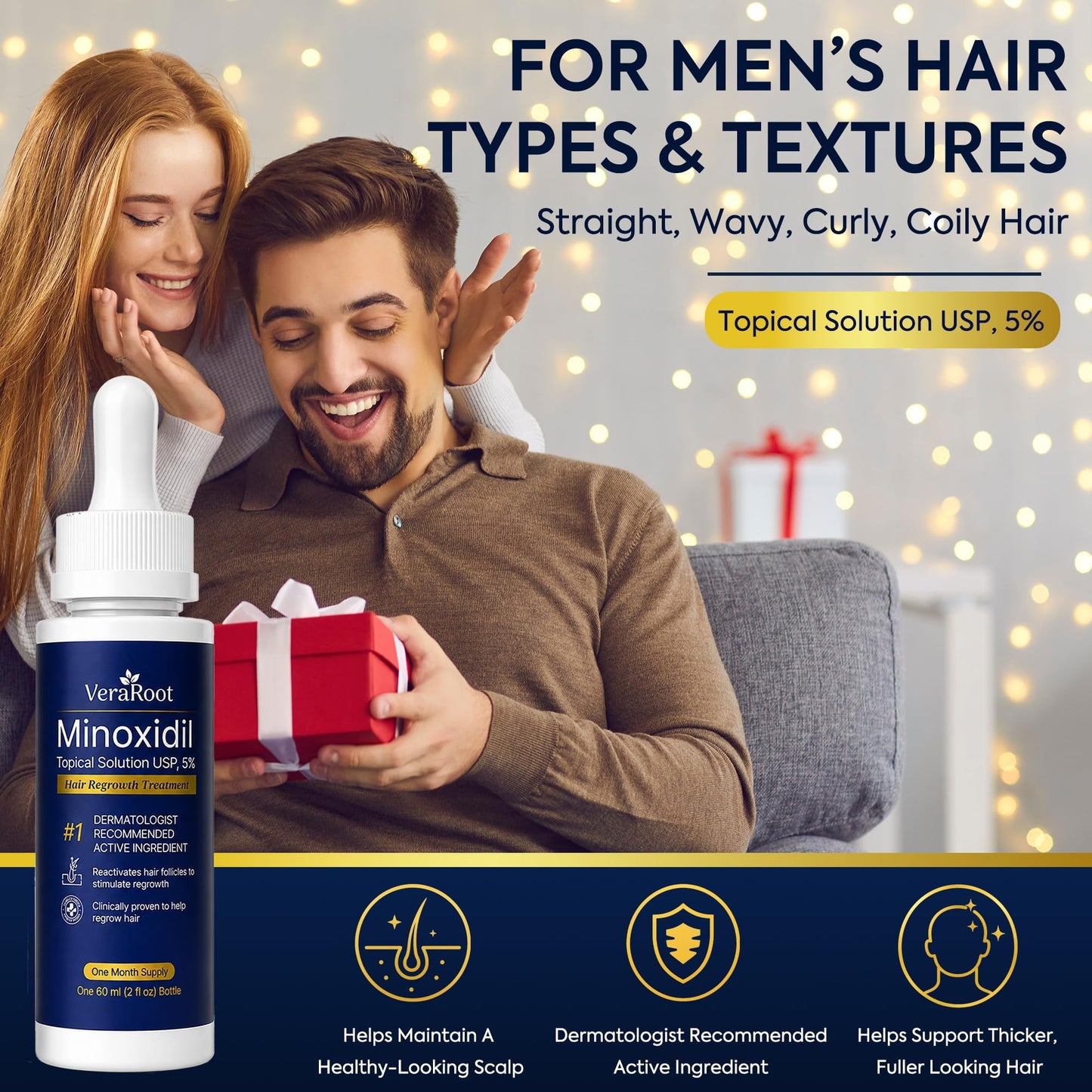 5% Minoxidil Beard Growth Kit For Men: Hair Loss and Hair Regrowth Treatments - Thicker Fuller for Facial & Scalp Hair