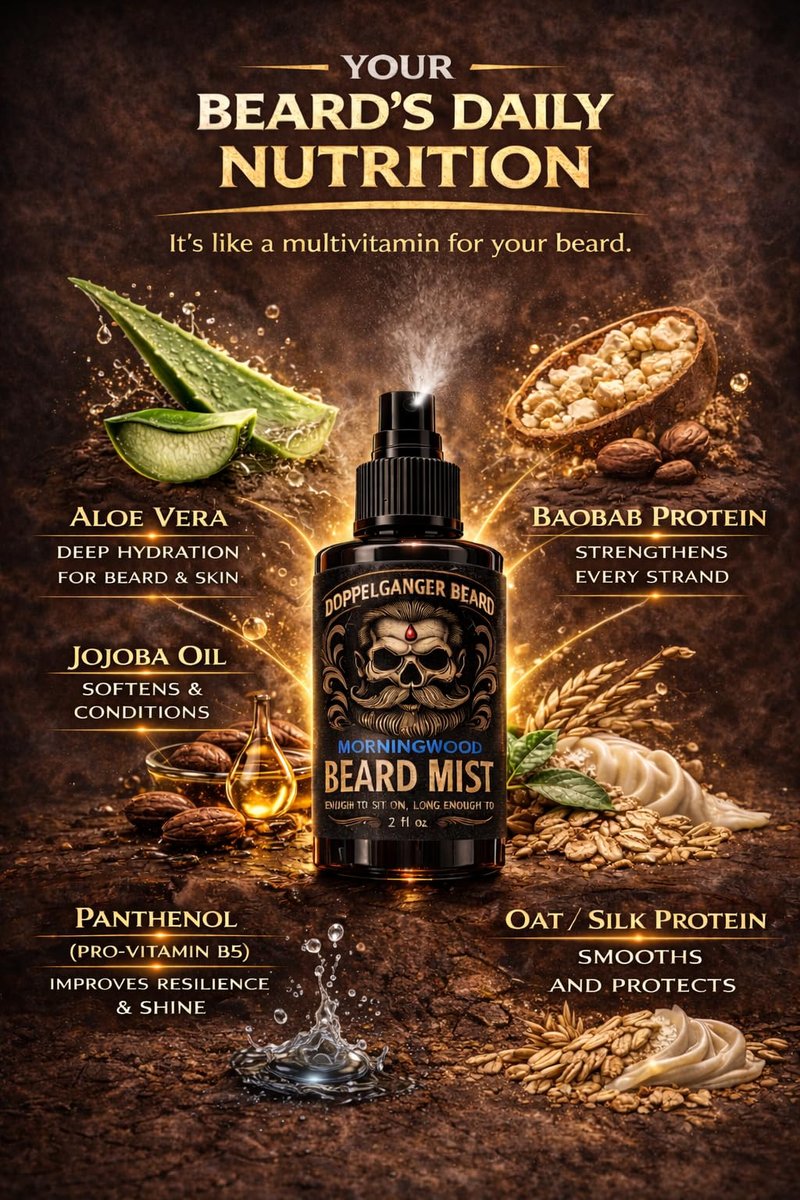 Beard Mist - Beard Cologne & Conditioning Spray for Men – Leave-In Beard Conditioner with Aloe & Jojoba – Hydrates, Softens, Reduces Itch & Never Feels Greasy