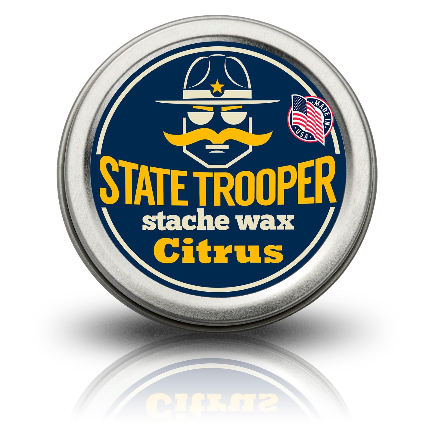 State Trooper Mustache Wax for Men – Medium Hold with Beeswax, Coconut Oil & Lanolin – Natural Moustache Grooming & Styling Wax with Citrus Scent - Nourishing Conditioner & Sculpting