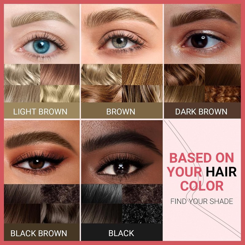 Curved Eyebrow Pen - 2-in-1 Microblading Eyebrow Pencil with Fork-Tip & Brush-Tip | Light Brown, Long-Lasting Finish